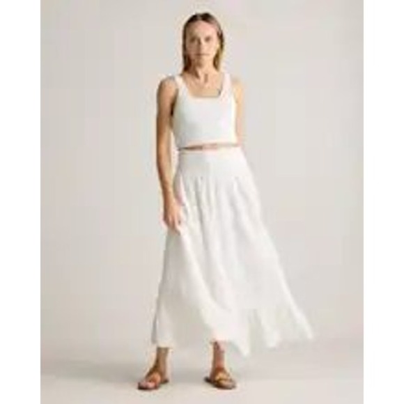 Quince women's 100% Organic Cotton Gauze Smocked Maxi Skirt White Size Small - Picture 3 of 6